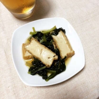 小松菜と豆腐が妊婦食にいいとのことでこのレシピにたどり着きました。分かりやすくて簡単においしくできました♪冷ますと味がしゅんでさらにおいしかったです。